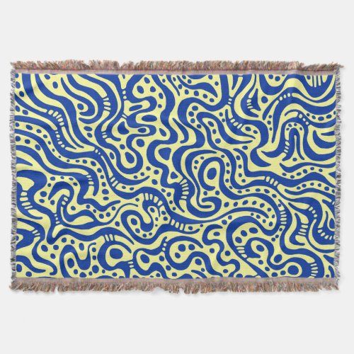 Abstract 041211 _ Navy Blue on Light Yellow Throw Blanket