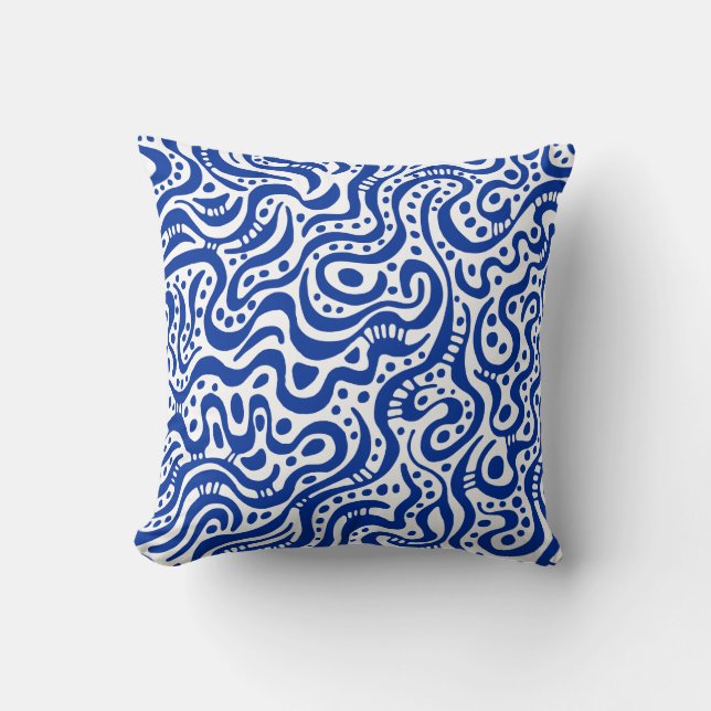 Abstract 041211 - Navy on White Throw Pillow (Front)