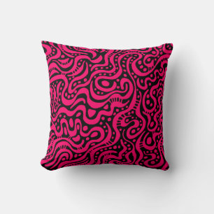 Abstract 041211 - Neon Red on Black Throw Pillow