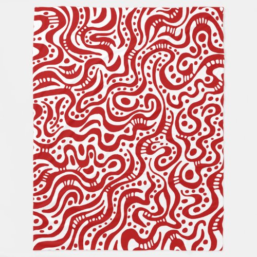 Abstract 041211 _ Ruby Red on White Fleece Blanket