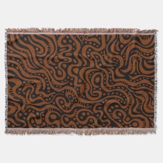 Abstract 041211 - Walnut on Black Throw Blanket (Front)