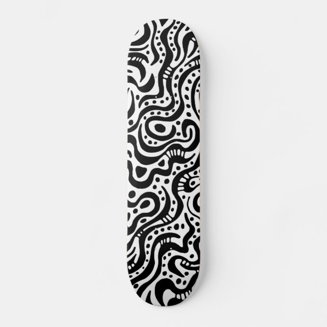 Abstract 041211v1 - Black on Wood Skateboard Deck (Front)