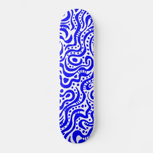 Abstract 041211v1 - Blue on White Skateboard (Front)