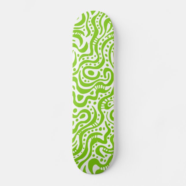 Abstract 041211v1 - Martian Green on White Skateboard (Front)
