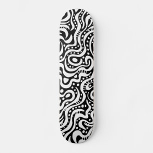 Abstract 041211v1 - White on Black Skateboard Deck