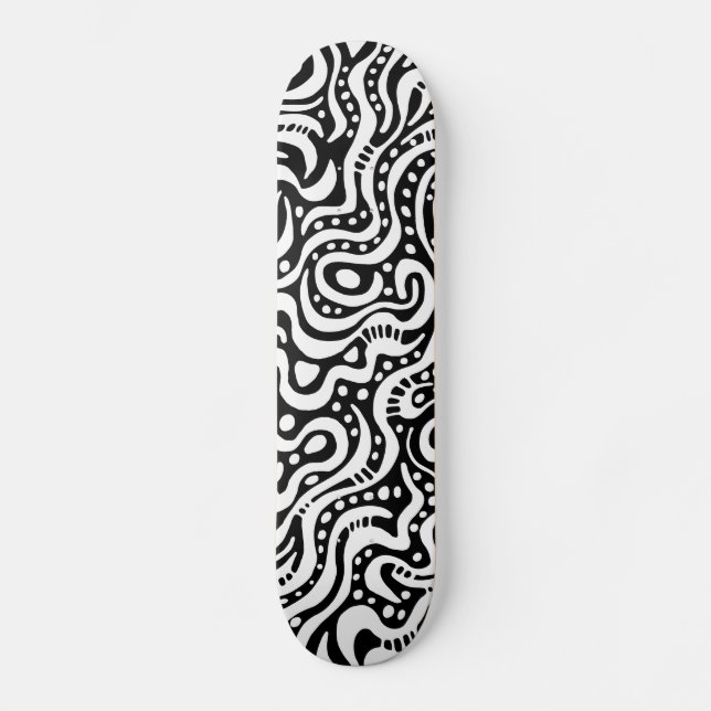 Abstract 041211v1 - White on Black Skateboard Deck (Front)