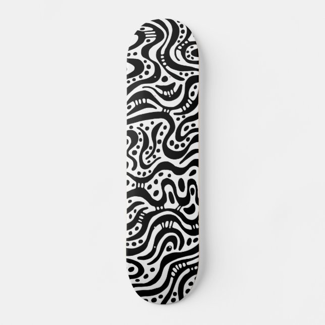 Abstract 041211v2 - Black on White Skateboard Deck (Front)