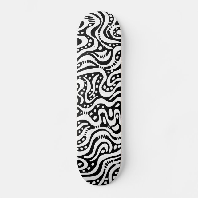 Abstract 041211v2 - White on Black Skateboard Deck (Front)