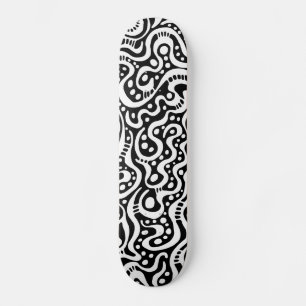 Abstract 041211v3 - White on Black Skateboard Deck