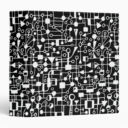 Abstract 090112 15in _ White in Black 3 Ring Binder