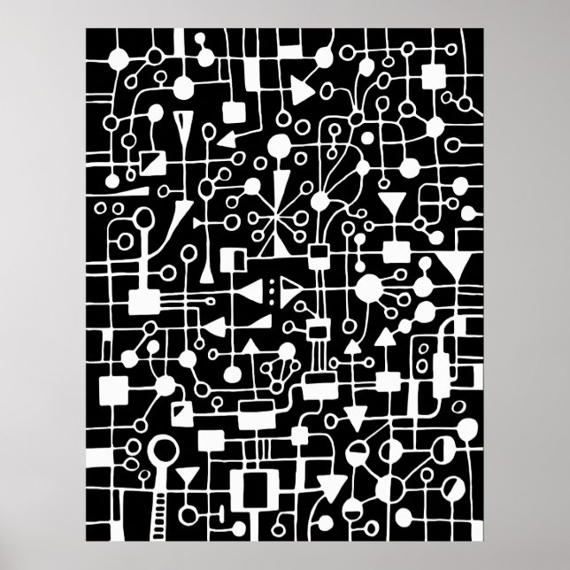 Abstract 090112 - White in Black Poster (Front)