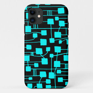 Abstract 111211 - Cyan on Black iPhone 11 Case