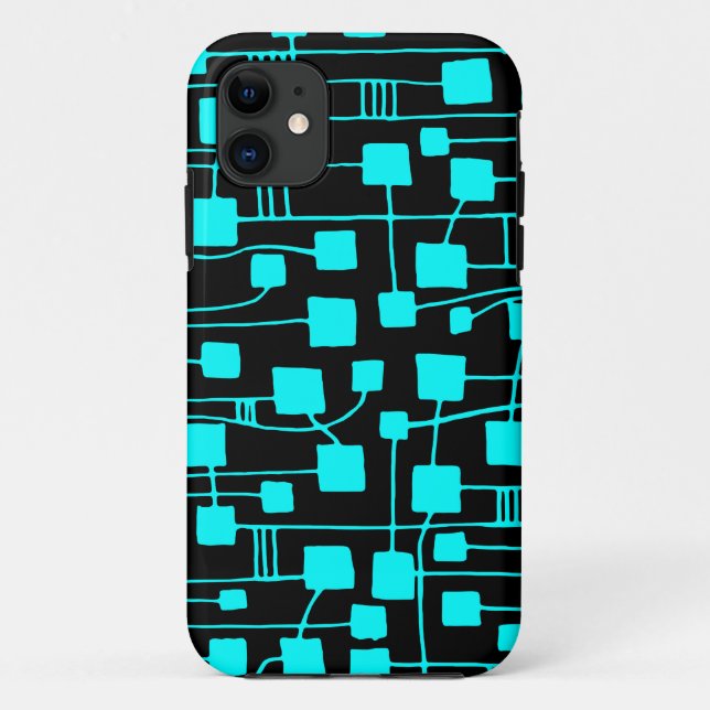Abstract 111211 - Cyan on Black Case-Mate iPhone Case (Back)