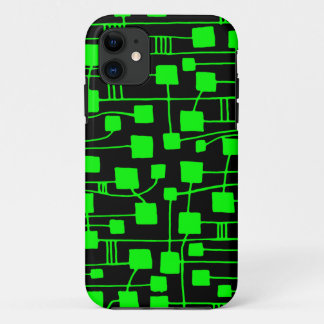 Abstract 111211 - Green on Black iPhone 11 Case