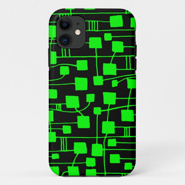 Abstract 111211 - Green on Black Case-Mate iPhone Case (Back)