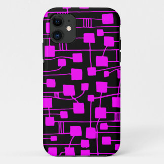Abstract 111211 - Magenta on Black iPhone 11 Case