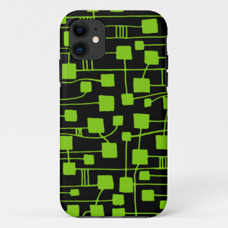 Abstract 111211 - Martian Green on Black iPhone 11 Case