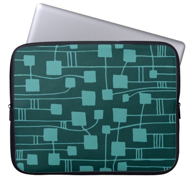 Abstract 111211 - Ocean Green on Dk Green Laptop Sleeve (Front)