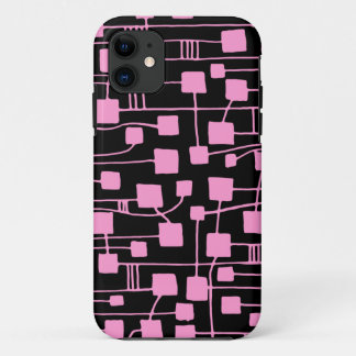 Abstract 111211 - Pink on Black iPhone 11 Case