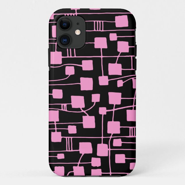 Abstract 111211 - Pink on Black Case-Mate iPhone Case (Back)