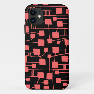 Abstract 111211 - Tropical Pink on Black iPhone 11 Case