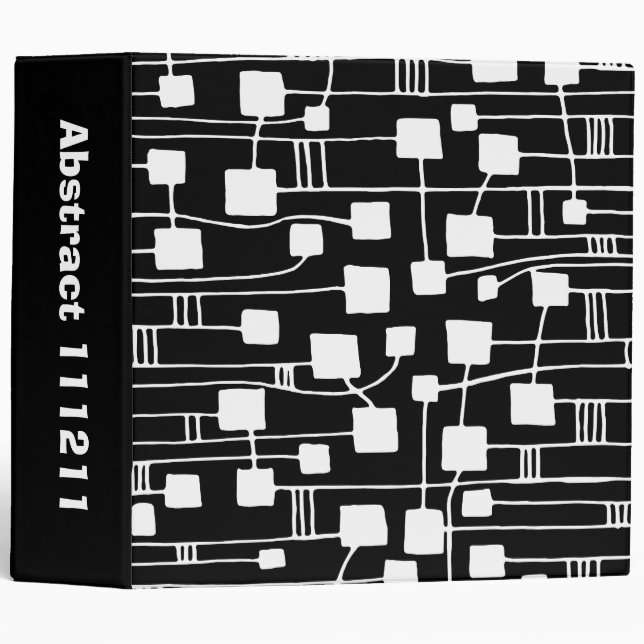 Abstract 111211 - White on Black (2in) 3 Ring Binder (Front/Spine)