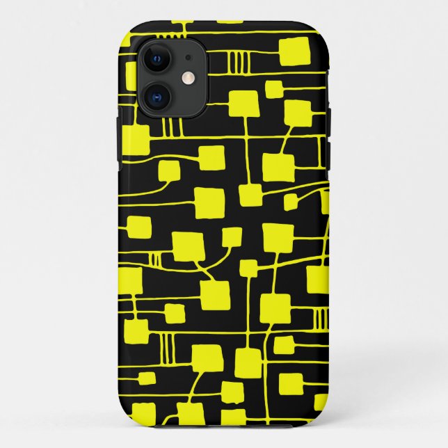 Abstract 111211 - Yellow on Black Case-Mate iPhone Case (Back)
