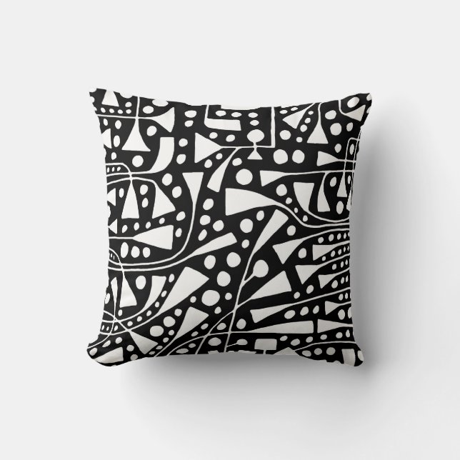 Abstract 120112 - White on Black Throw Pillow (Front)