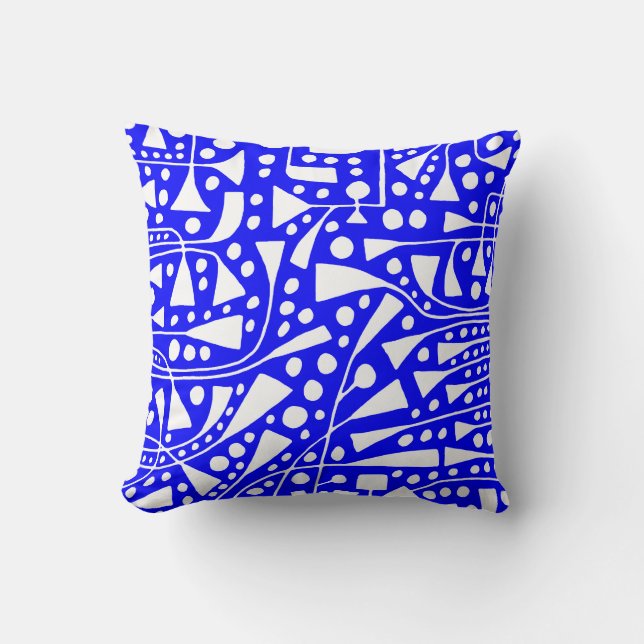 Abstract 120112 - White on Blue Throw Pillow (Front)