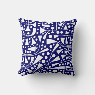 Abstract 120112 - White on Deep Navy Throw Pillow