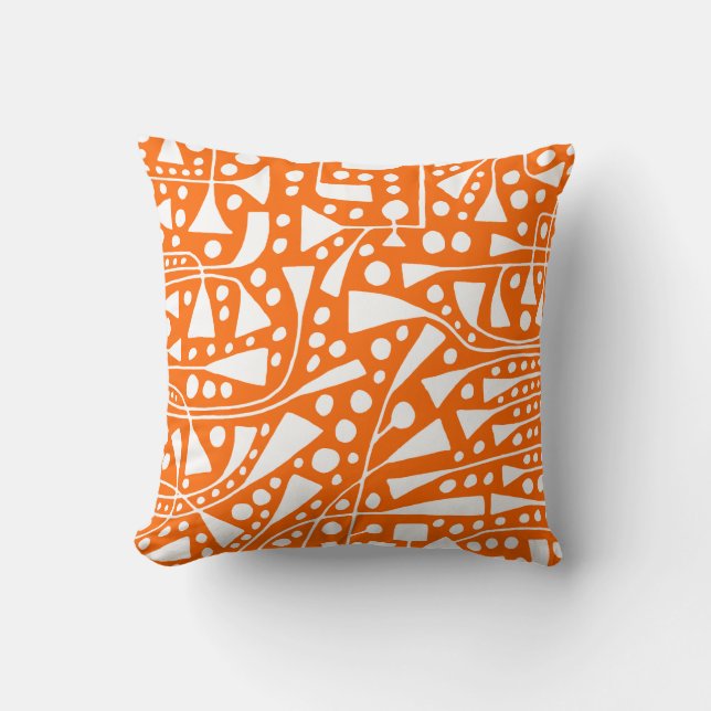 Abstract 120112 - White on Orange Throw Pillow (Front)