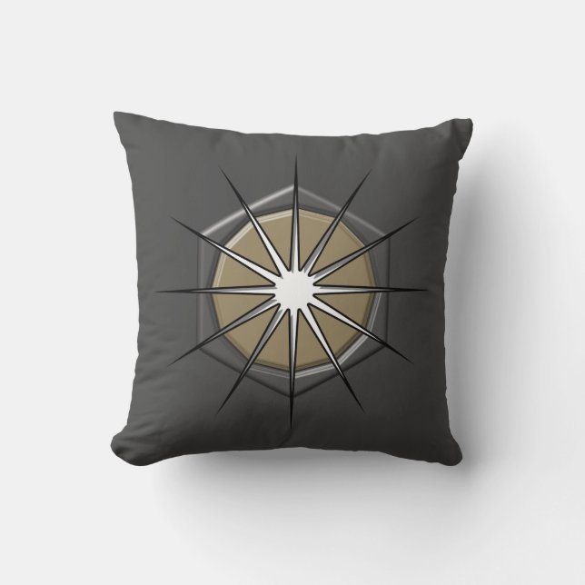 Abstract 12 point star with 3d inner shapes  throw pillow (Front)