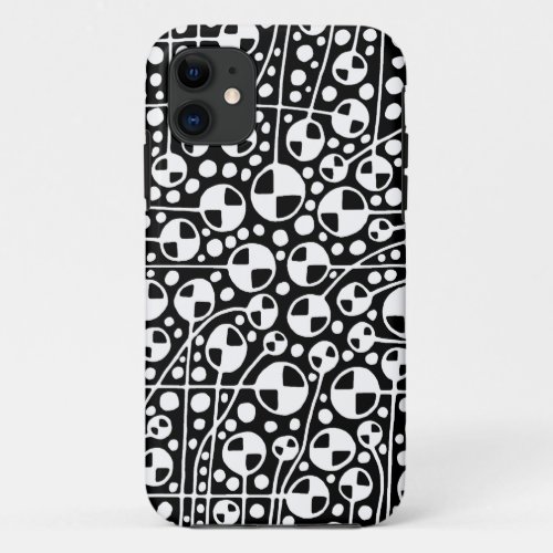 Abstract 130112 v5 White on Black iPhone Case