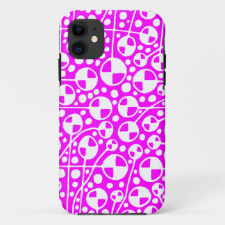 Abstract 130112 v5 White on Magenta iPhone 11 Case
