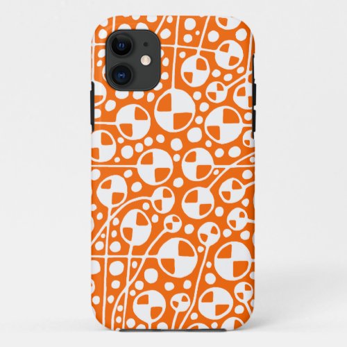 Abstract 130112 v5 White on Orange iPhone 11 Case