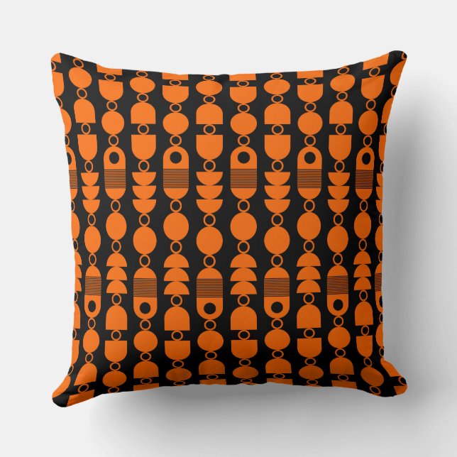 Abstract 140823 - Orange on Black Throw Pillow (Back)