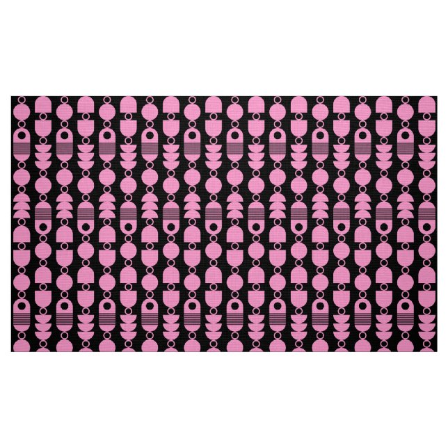 Abstract 140823 - Pink on Black Fabric (Fat Quarter)