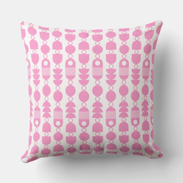 Abstract 140823 - Pink on White Throw Pillow (Back)