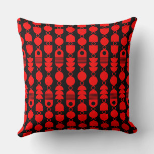 Abstract 140823 - Red on Black Throw Pillow