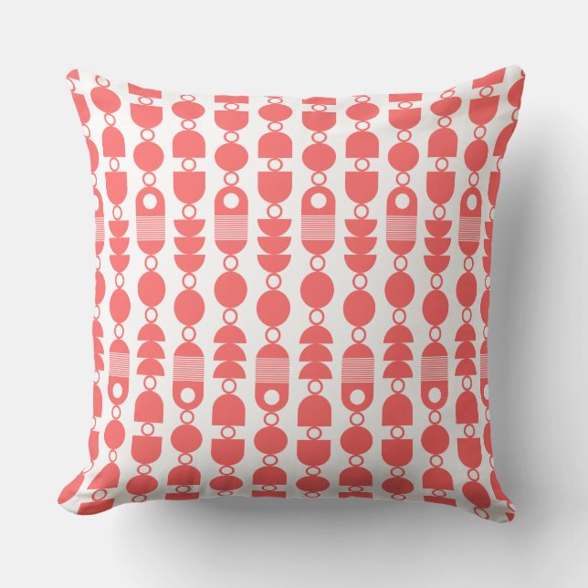 Abstract 140823 - Tropical Pink on White Throw Pillow (Front)