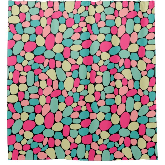 Abstract 160417 - Colors on Black Shower Curtain (Front)