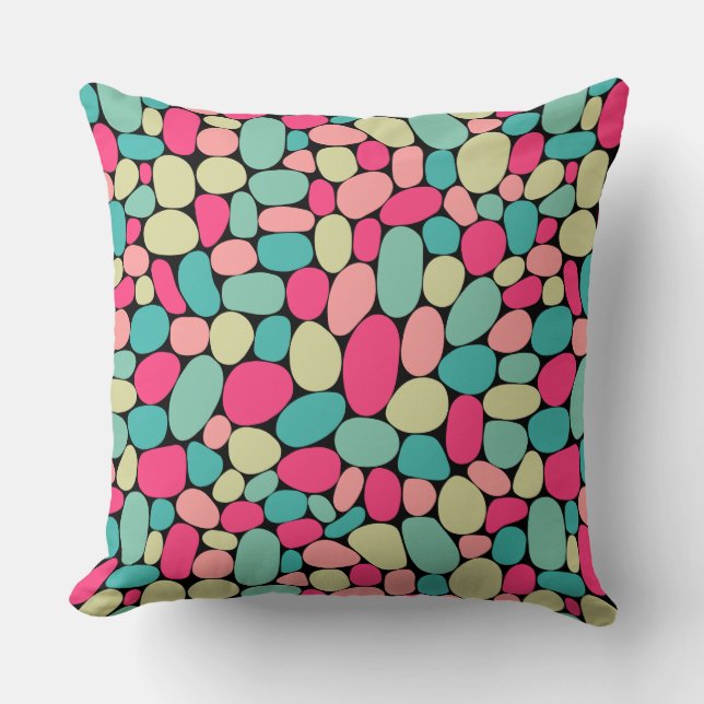 Abstract 160417 - Colors on Black Throw Pillow (Front)