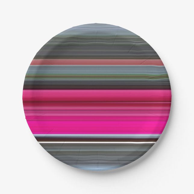 Abstract #1: Cerise and gray Paper Plates (Front)