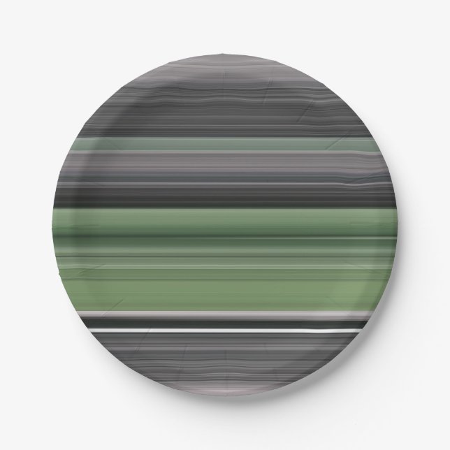 Abstract #1: Olive green and gray Paper Plates (Front)