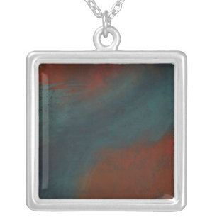 Abstract 1: reds and blues silver plated necklace