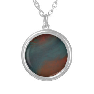 Abstract 1: reds and blues silver plated necklace
