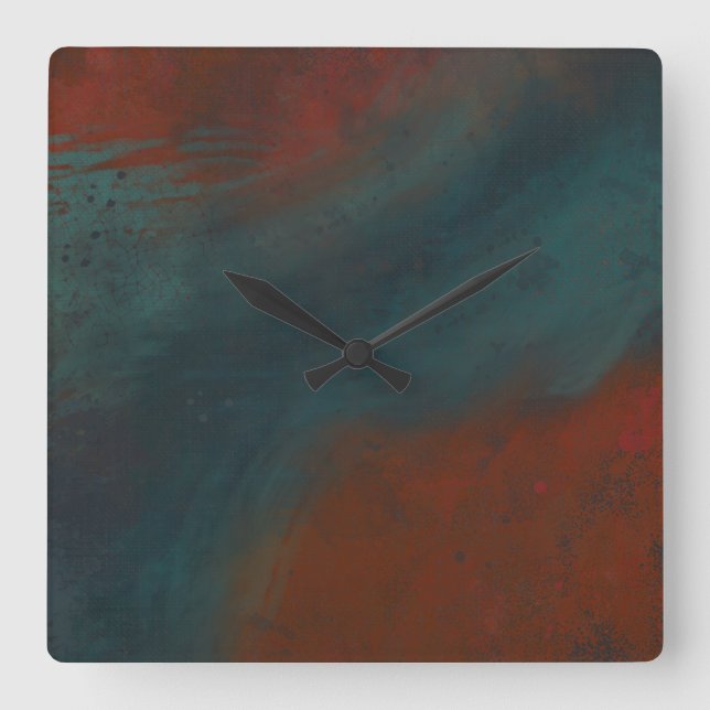 Abstract 1: reds and blues square wall clock (Front)