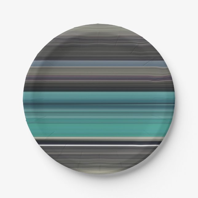 Abstract #1: Teal and gray Paper Plates (Front)