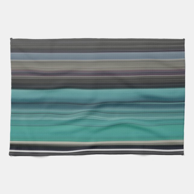 Abstract #1: Teal and grey Kitchen Towel (Horizontal)