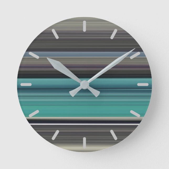 Abstract #1: Teal and grey Round Clock (Front)
